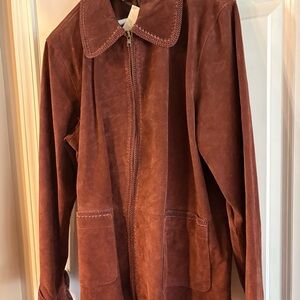 Coldwater Creek Rich Brown/Maroon Suede Jacket-size 1X